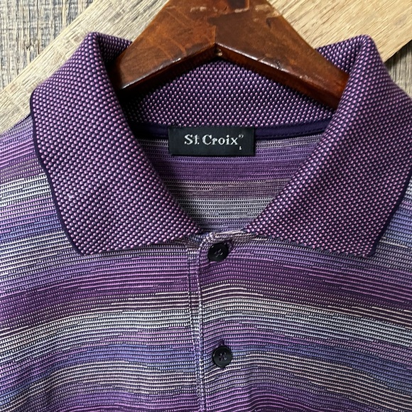 St. Croix Purple Striped Polo - Picture 3 of 4